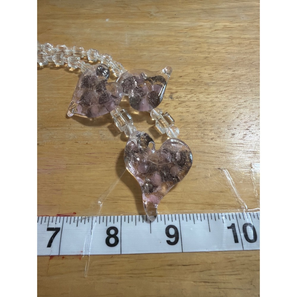 Handcrafted Purple Heart  Necklace Clear Glass Style Y2K Romantic Fairycore - Picture 5 of 6